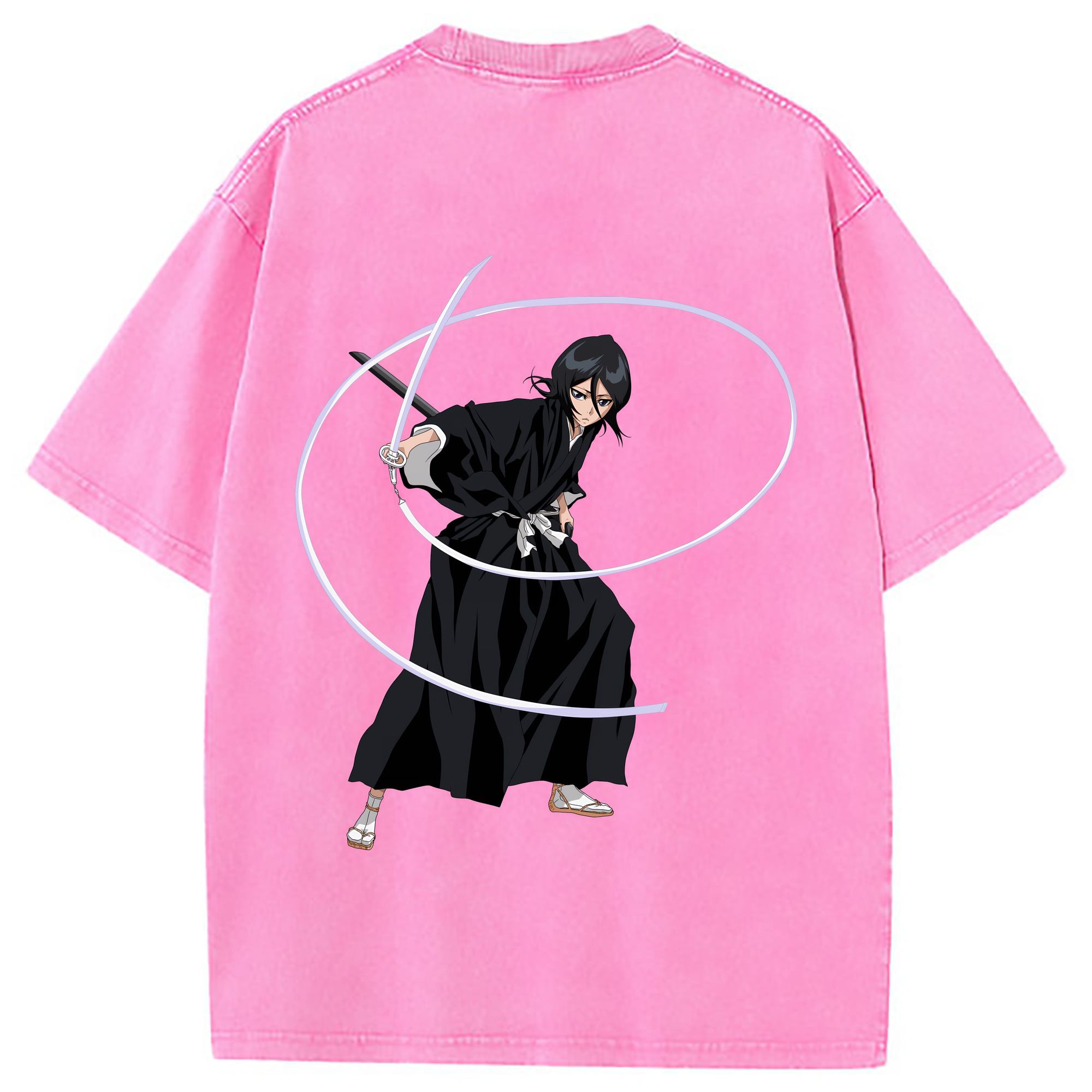 （画像用） ブリーチ 朽木ルキア BLEACH Kuchiki Rukia 綿100% ヴィンテージ風 半袖Tシャツ（背面プリント）